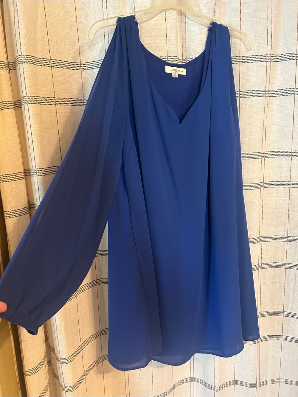 Royal Blue Cold-Shoulder Chiffon Dress